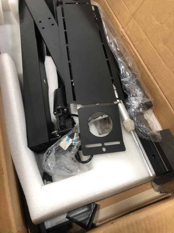 Photo 1 of **unknown if missing parts** Gaming Standing Desk with LED Lights & Host Shelf, 55" x 24" Gaming Table with Music Sensing APP Control, Underdesk Cable Storage Electric Standing Desk, Black Carbon Fiber PC Table for Home Office