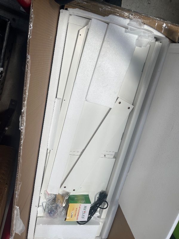 Photo 1 of (sold as parts box 2 missing) Merax White Narrow Bookshelf 35" Wide 79" MDF Tall Bookcase Collection Books Storage Cabinet with Adjustable 5 Colors Ceiling Light for Living Room, Home Office, Studio
