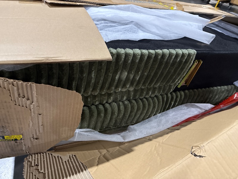 Photo 1 of * TRUCK/TRAILER/LARGE VEHICLE PICKUP*THREE BOXES*UNKNOWN IF MORE BOXES TO SET * LINSY HOME Sectional Sleeper Sofa Pull Out Couches for Living Room (Green, Sleeper Sofa 1) | Pull Out Sofa Bed, Storage, USB Charging, Cup Holders, Plush Corduroy