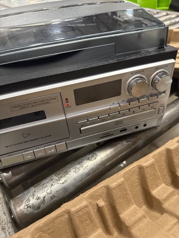 Photo 1 of **** Parts Only**** MUSITREND 10 in 1 Record Player with External Speakers, 3 SpeedTurntable with AM/FM Radio, CD & Cassette Player, Bluetooth, USB/SD Playback, Remote Control, Black