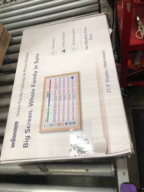 Photo 1 of **PARTS ONLY** 21.5-Inch Smart Digital Calendar & Photo Frame for Family, Wood Frame Large Wall Planner with Auto-Sync to Apple, Google & Outlook, Touchscreen Display with Chore Chart, To-Do Lists & Meal Planner, No Subscription