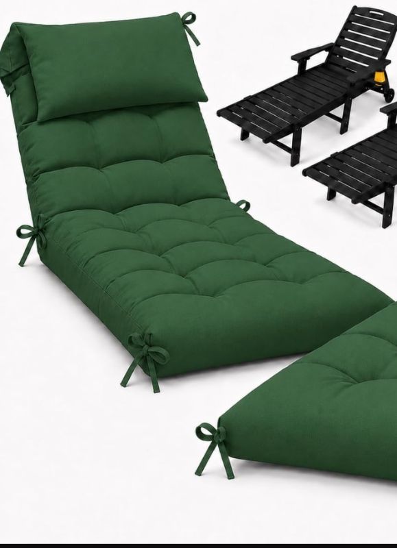 Photo 1 of 1 Pack 76 x 22 x 4.7" Waterproof Chaise Lounge Chair Cushion Outdoor Green