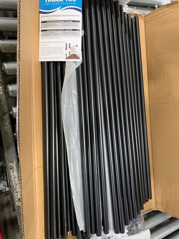 Photo 1 of 105 Pack 32 inch Aluminum Balusters for Deck Railing,Black Round Metal Spindles for Staircase,3/4" Diameter Hollow Deck Ballasters with Screws and Connectors for Railing Fencing Porch Stair Spindles