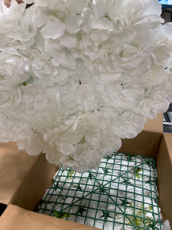 Photo 1 of ***MISSING PARTS***RIDDSEE 12pcs Flower Wall Backdrop16.5 x16.5 Artificial Floral Panels-White