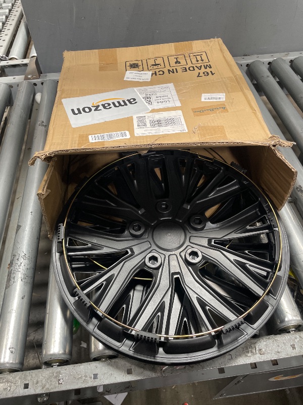 Photo 1 of **Only Two*** AutoBeeDen 4 Pack Universal Hubcaps Replacement R15 15 inch, Steel Wheel Rim Cover for Most Auto, 15" 15 in Wheel Covers Hub Caps (Gray+Black Color, 15 inch)
