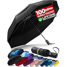 Photo 1 of  Strongest Windproof Travel Umbrella (Compact, 100MPH Wind-Tested), Light, Portable, One-Handed Use, Automatic Folding Rain Umbrella, Durable, Premium Grip, Fits Car & B