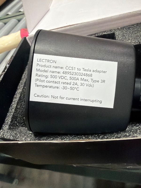 Photo 1 of ***ITEM IS THE OLDER VERSION STOCK PHOTO FOR REFERENCE ONLY**
Lectron CCS to NACS Adapter for Tesla Model S, 3, X, Y & All NACS EVs (500A / 1,000V) – UL 2252 Certified CCS1 Fast Charger Adapter – Not Compatible with Cybertruck (Black)