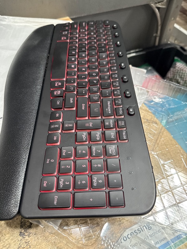Photo 1 of *PARTS ONLY*
Wireless Keyboard and Mouse Combo Ergonomic - MA12Pro Wave Keyboard with Leather Wrist Rest for Comfortable Typing, RGB Backlit Rechargeable for Windows, Mac, PC, Laptop