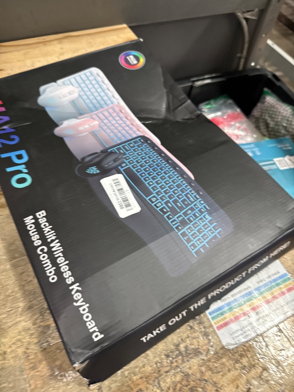 Photo 1 of *PARTS ONLY*
Wireless Keyboard and Mouse Combo Ergonomic - MA12Pro Wave Keyboard with Leather Wrist Rest for Comfortable Typing, RGB Backlit Rechargeable for Windows, Mac, PC, Laptop