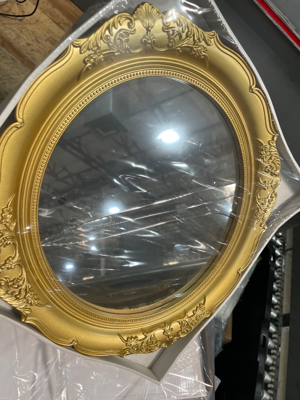 View 3 of ***mirror is broken *****4 PCS Vintage Gold Mirror Set Vintage Mirrors for Wall Antique Shield Shape Square Oval Decorative Mirror Jewelry Dresser Organizer Tray for Living Room Bedroom Wedding Desktop Photography Decoration