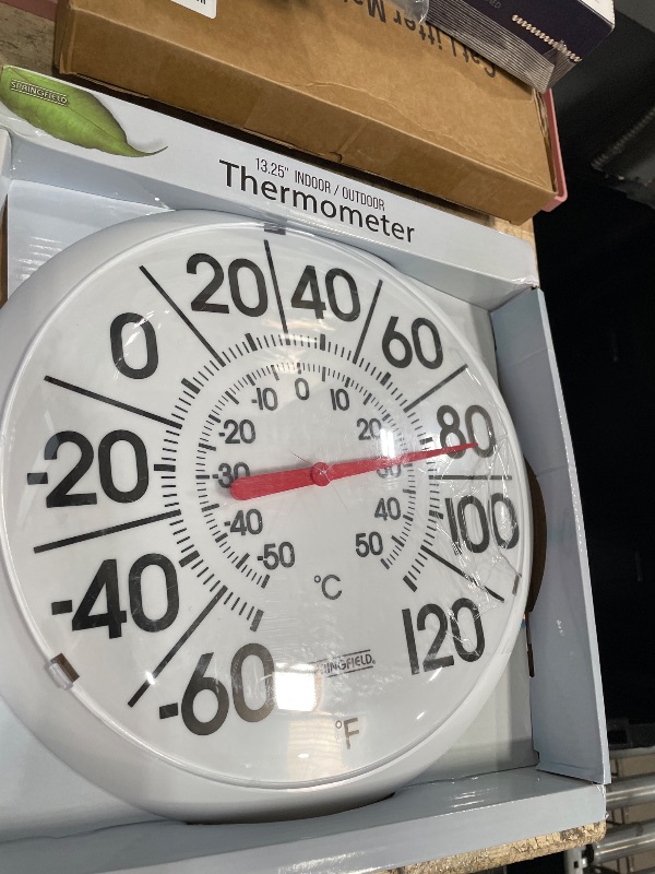Photo 1 of ***SEE NOTES***Springfield Indoor Outdoor Big and Bold Thermometer with Mounting Bracket, Easy to Read Numbers for Patio, Pool, and Indoor Areas, 13.25-Inch, White