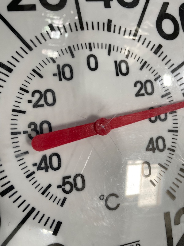 Photo 1 of ***SEE NOTES***Springfield Indoor Outdoor Big and Bold Thermometer with Mounting Bracket, Easy to Read Numbers for Patio, Pool, and Indoor Areas, 13.25-Inch, White