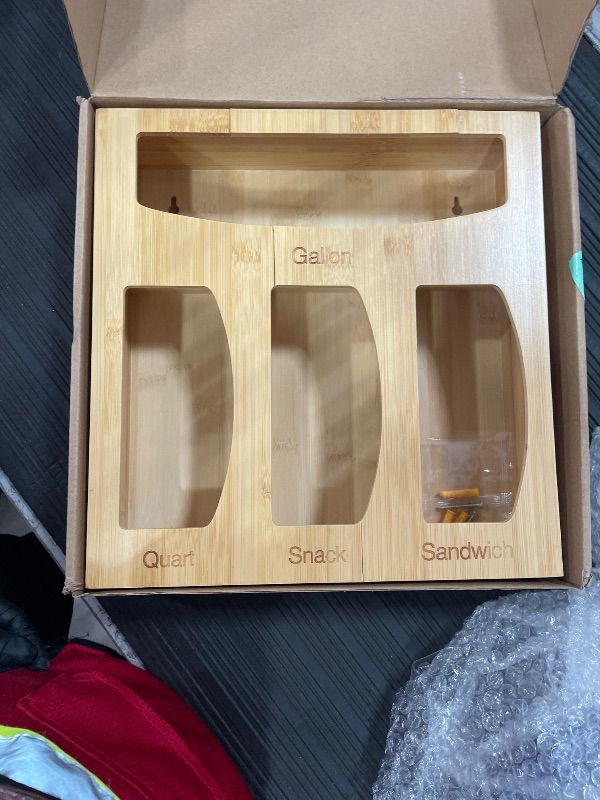 Photo 1 of **SEE NOTES**Bamboo Bag Ziplock Holder for Kitchen Drawer - 4 Slots