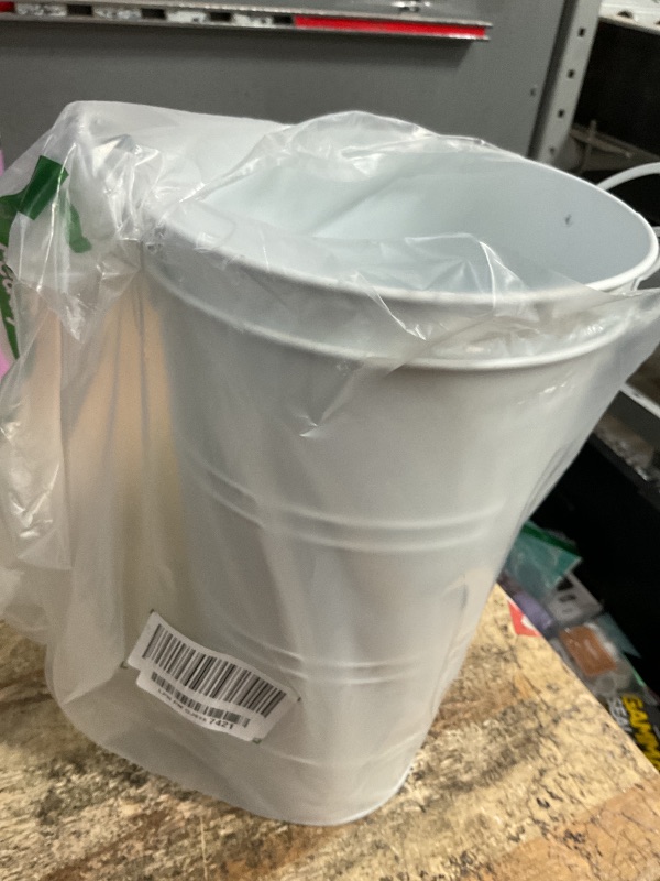 Photo 1 of 12 Inch Galvanized Metal Vase, 2 Pack Tall Flower Buckets with Handles
