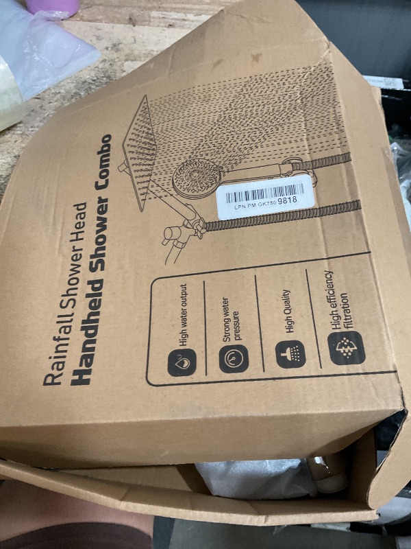 Photo 1 of ***MISSING PARTS***Shower Head,10”Rain Shower Head with Handheld Spray Combo with 11'' Angle Adjustable Extension Arm/Flow Regulator/Shower System,High Pressure Rainfall Shower Head Clean Bathroom,Matt Black