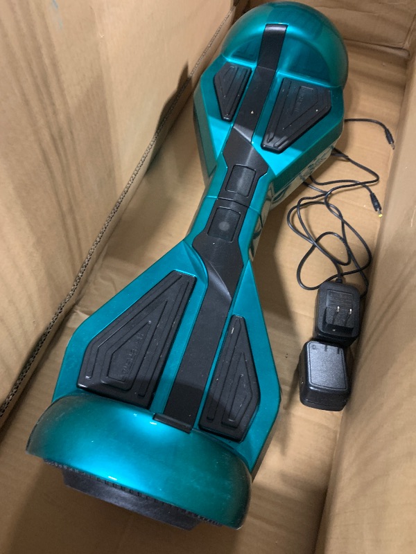 Photo 1 of **NOT TESTED** Starship Electric Hoverboard with Bluetooth Speaker, Chrome Color Self Balancing Scooters with Science Fiction Design and 6.5 inch LED Wheels (Chrome Turquoise)