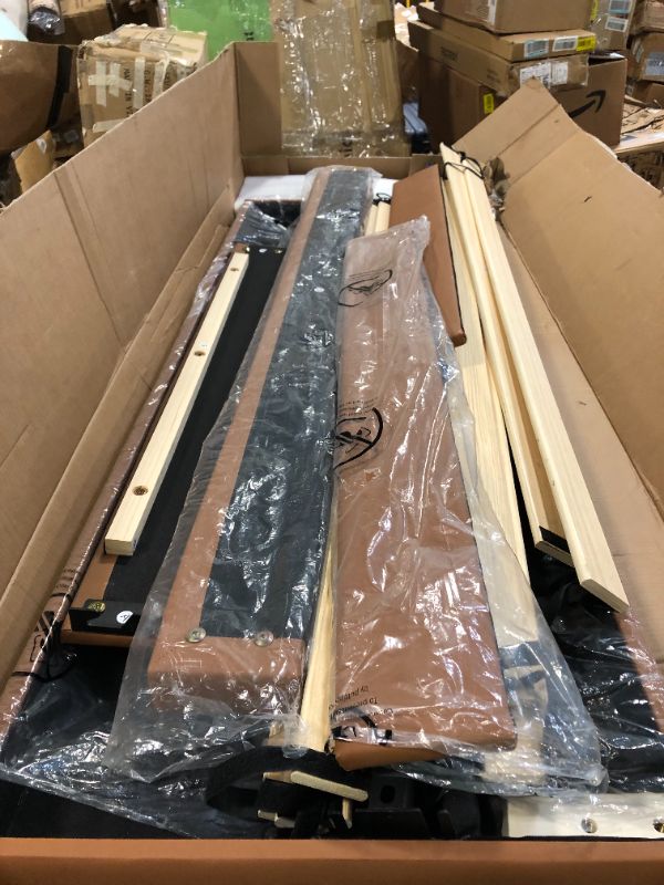 Photo 1 of ***UPDATED 4/25***Mxhtcewz King Size Platform Bed Frame with Adjustable Headboard, Faux Leather Upholstered Bed, No Box Spring Needed, Noise-Free, Easy Assembly, Brown
