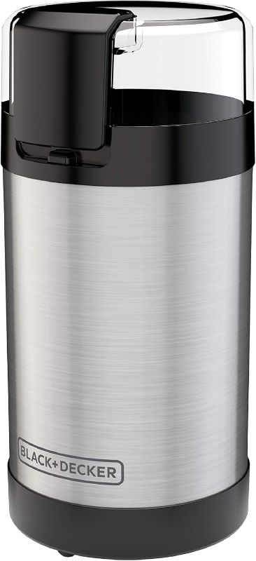 Photo 1 of ** VERY USED** BLACK+DECKER One Touch Coffee Grinder, 2/3 Cup Coffee Bean Capacity, Spice Grinder, One Touch Push-Button Control -150 Watts -Stainless Steel Blades