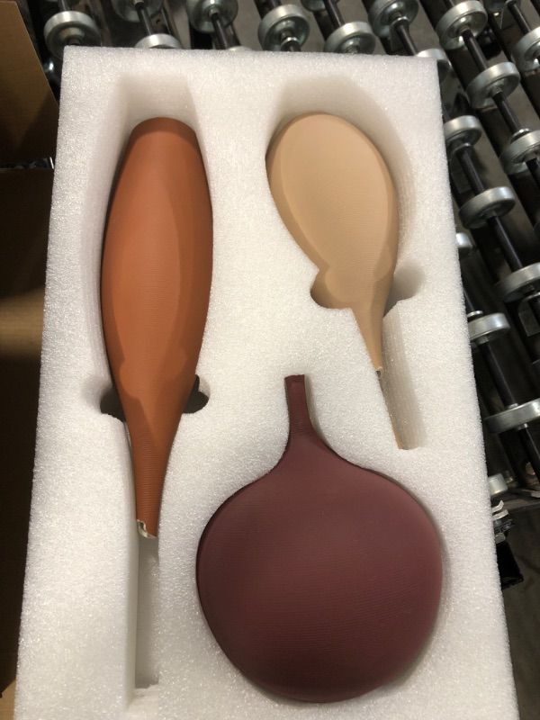 Photo 1 of ** SOLD AS IS NO REFUND/RETURN** SEE COMMENT!
Relexome Ceramic Modern Vase Set of 3 Farmhouse Decorative Vase Minimalist Aesthetic Vases for Centerpieces Matte Ribbed Vases for Home Decor Table Entryway Living Room (Brown+Khaki+ Dark Red)