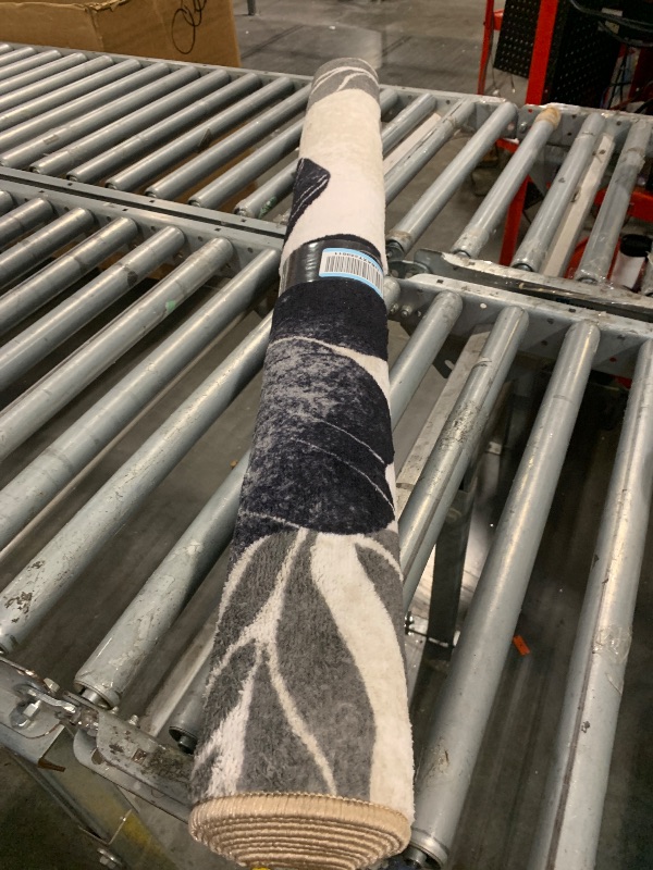 Photo 1 of ** SIMILAR IMAGE***CAMILSON Solana Modern Floral 5x7 Area Rugs Non-Skid (Non-Slip) Rubber Backing Black and White Flowers Indoor Rug (5x7, Black White)