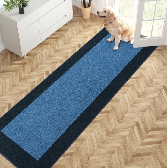 Photo 1 of ** SIMILAR IMAGE**PURRUGS Dirt Trapping Door Mat 24" x 84", Non-Slip Washable Entry Mat, Dog Doormat, Front Door Mat, Super Absorbent Entrance Mat for Muddy Shoes & Paws, Light Blue & Navy