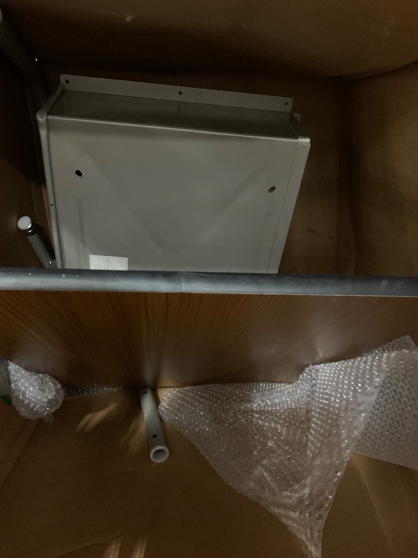 Photo 1 of *** USED MINOR SCRATCHES ON TOP PART OF DESK*** Flash Furniture Billie Student Desk - Walnut Open Front School Desk - Silver Metal Frame - 24"W x 18"D Adjustable Height, Durable for School or Remote Learning