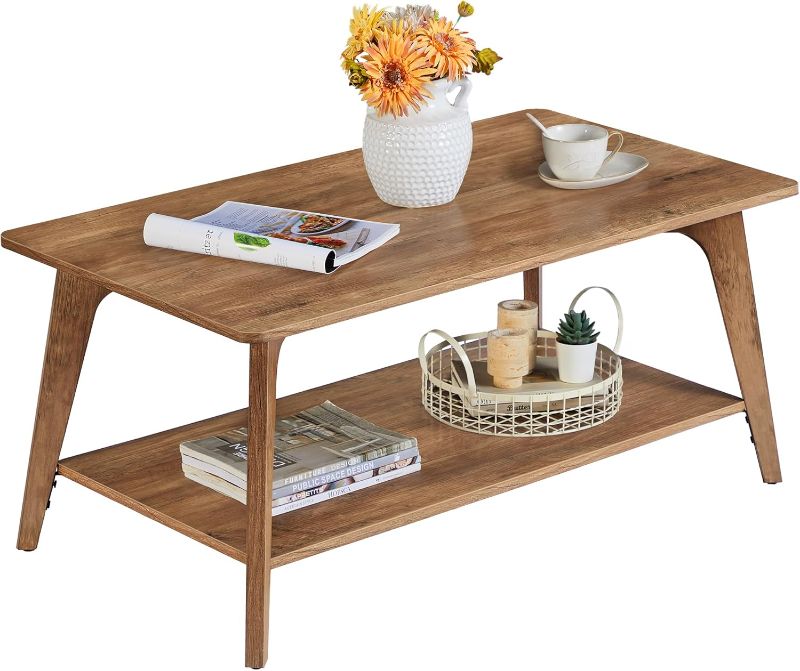 Photo 1 of ***LIGHT BROWN*** 2 Tier Coffee Table Low Table with Solid Wood Legs, Japanese Coffee Table for living Room, Side Table Sofa Table, Floor Table Desk for Sitting on The Floor, Storage Shelf Furniture for Office, Natural