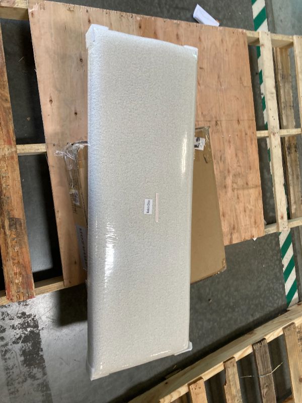 Photo 1 of ***PARTIAL SET, ONLY COVER*** B FSOBEIIALEO Small Storage Ottoman Cube Sherpa Ottomans Foot Rest, Foldable Boucle Ottoman Bench, Faux Teddy Fur, Cream White 43.3"x15"x15"