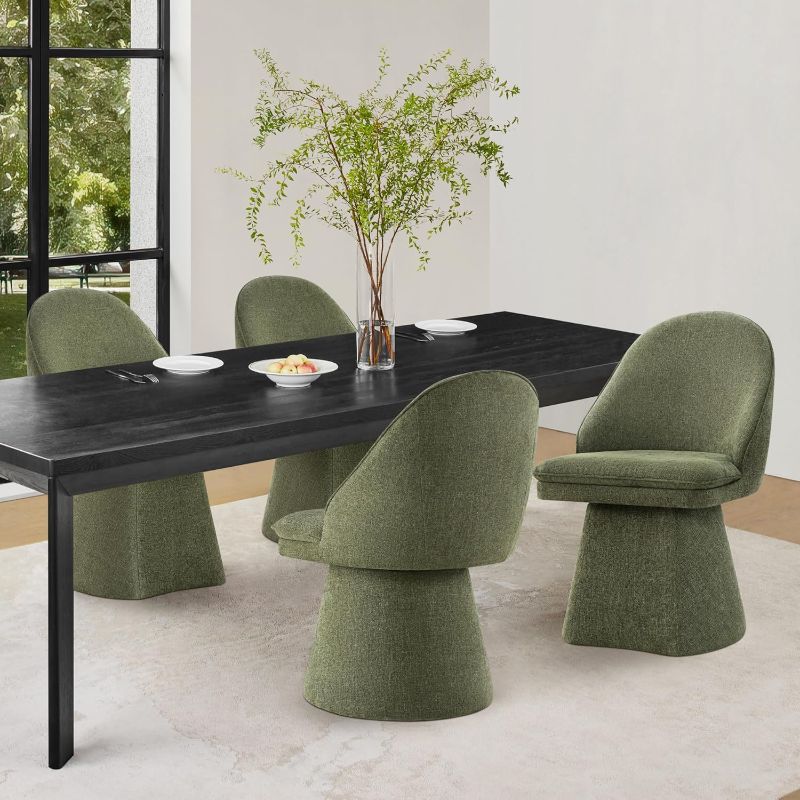View 1 of *****1 PCS ONLY*****
KISLOT Swivel Dining Chairs Set of 4, Upholstered Mid Century Modern Deskchair with High Back, Linen Fabric Kitchen Chairs for Dining Room, Bedroom, Dressing Room, Linen