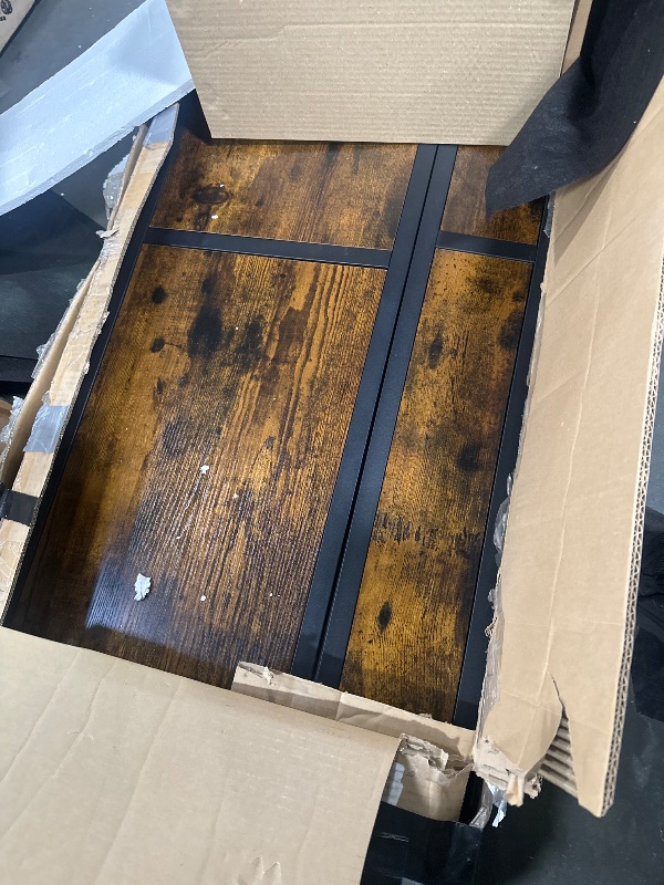 Photo 1 of **MISSING PARTS**
Rolanstar Full Size Bed Frame with 4 Storage Drawers, Charging Station and LED Lights, Metal Platform Bed with 2-Tier Storage Headboard, No Box Spring Needed, Easy Assembly, Noise-Free, Rustic Brown