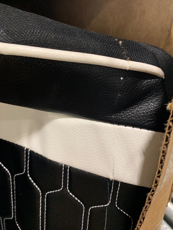 Photo 1 of ** DAMAGE MINOR** Morkprism Gaming Chair,Computer Office Chair with Footrest,Massage Lumbar Support and Gel Pad,Ergonomic Reclining Adjustable Leather Gamer Chair with Headrest and Spring Cushion Black White