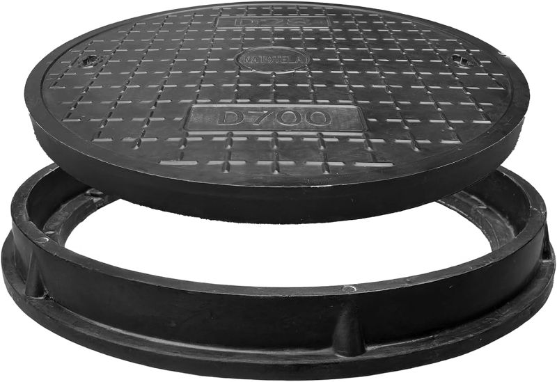 Photo 1 of ** DAMAGE** Natotela 27.6in Round Manhole Cover and Frame, Fiberglass Recessed Solid Top Cover with Base Size 31in,25in Clear Opening,Septic Tank Cover and Base 