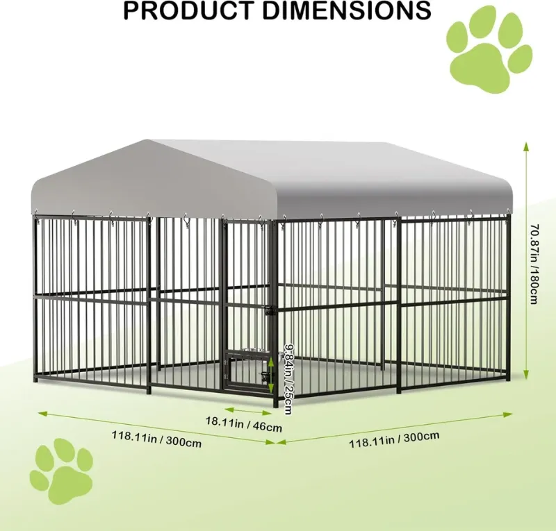 Photo 1 of ** SET BOX 1 OF 2** Garvee Large Outdoor Dog Kennel, Heavy Duty Dog Cage with Roof, Dog Kennel Galvanized Iron Dog House with Safety Locks, UV & Water Resistant Proof Cover, for Garden Backyard(8x4x6ft)