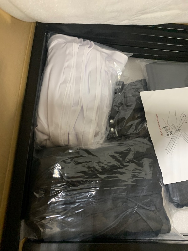 Photo 1 of ***MISSING PARTS*** Aodyow DJ Facade Booth Portable Event Cover Screen-Foldable 4 Detachable Metal Frame Light Projector Display Scrim Panel Stand with Carry Bag for Show,Party,Gathering,DJ Stand(White and Black)
