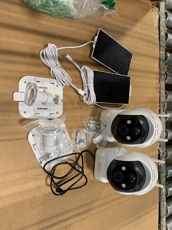 Photo 1 of *** 2 PACK *** ZUMIMALL 2K Solar Security Cameras Wireless Outdoor 4-Pack, Solar Powered Cameras for Home Security with 360° View, Color Night Vision, 2-Way Talk, AI Motion Alert, Siren, CloudEdge App Supported