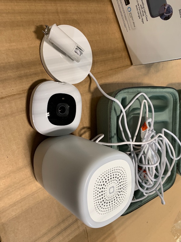 Photo 1 of *** NO BREATHING BAND *** Nanit Travel Light Bundle Pro Camera with Portable Flex Stand, Sound + Light Audio Monitor & Baby Night Light, and Travel Case - Green