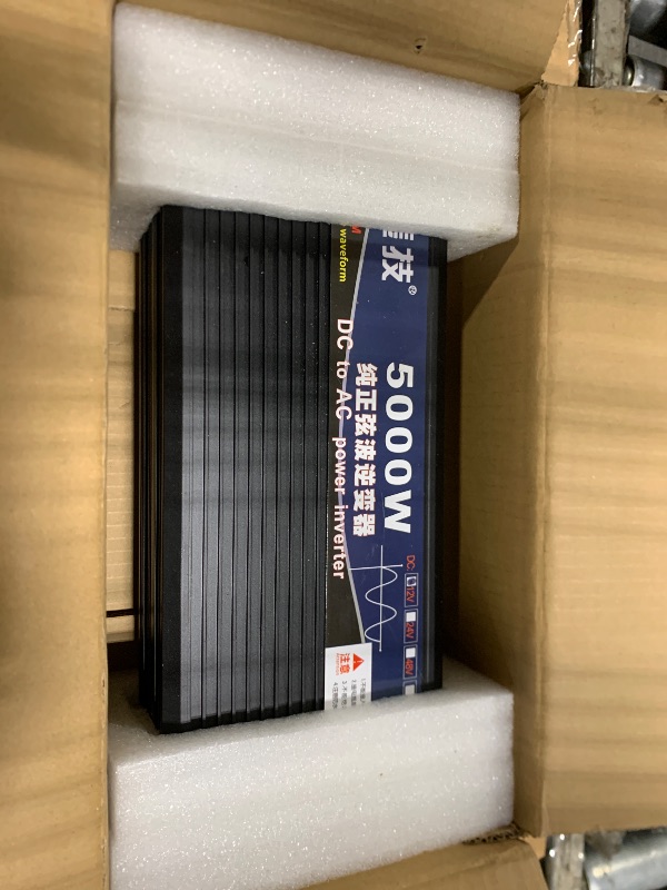 Photo 1 of *** NO POWER CABLE *** 5000W Power Inverter 12V DC to 110V AC Converter with LED Display Dual AC Outlets Dual Fans Radiating for RV, Camp, Boat and Home Emergency Portable Pure Sine Wave Inverter (Smart Screen, 5000W 12V)