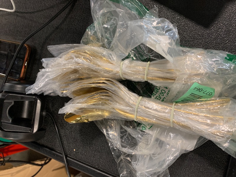 Photo 1 of ** SOLD AS IS, NO REFUND/RETURN** SEE COMMENTS!
 Lemeya Hammered Gold Silverware Set for 8,Stainless Steel 40-Piece Modern Cutlery Set,Mirror Polished Heavy Duty Flatware Set Utensil Set,Knives Spoons and Forks Set,Dishwasher Safe