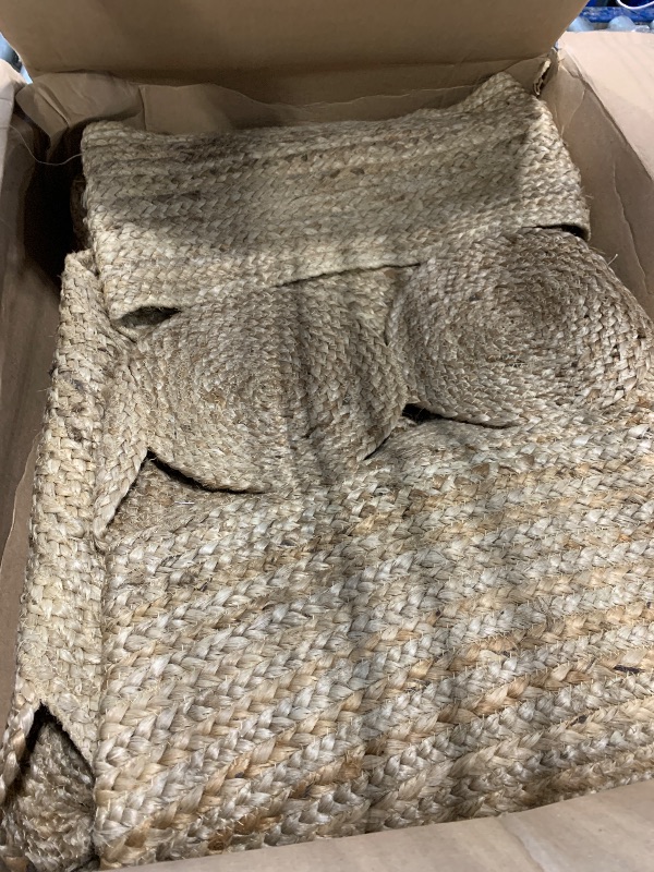 Photo 1 of ****USED**** Savi Home Round Jute Area Rug Handwoven- 8 feet Round- Natural Beige - Rustic Vintage Beige Braided Reversible Rug- Eco Friendly Rugs for Farmhouse, Bedroom, Kitchen, Living Room