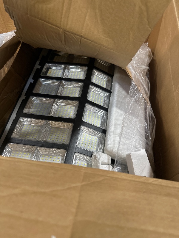 Photo 1 of *MISSING PARTS - see clerk notes*
Jadisi 2-Pack Solar Street Light - 9000W Solar Street Lights Outdoor 300000LM, 7000K Commercial Parking Lot Light, Flood Outdoor Lights IP67 Waterproof with Motion Sensor, 3-Year Warranty