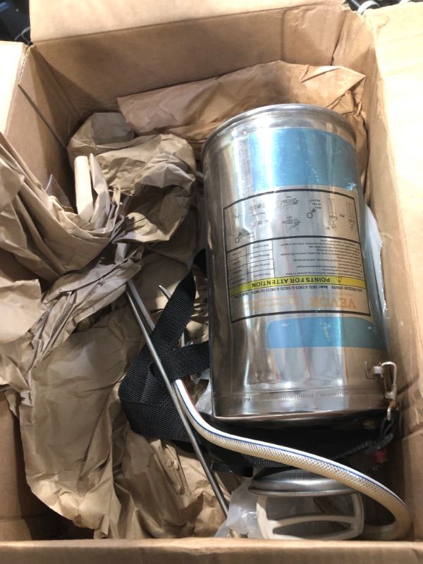 Photo 1 of ** SOLD AS IS NO REFUND/RETURN** SEE COMMENT!
 1.5 Gallon Stainless Steel Sprayer, 16" Wand&3.3FT Reinforced Hose, Hand Pump Sprayer with Pressure Gauge, Safety Valve&Adjustable Nozzle, Weed Sprayers for Lawn, Gardening & Sanitizing