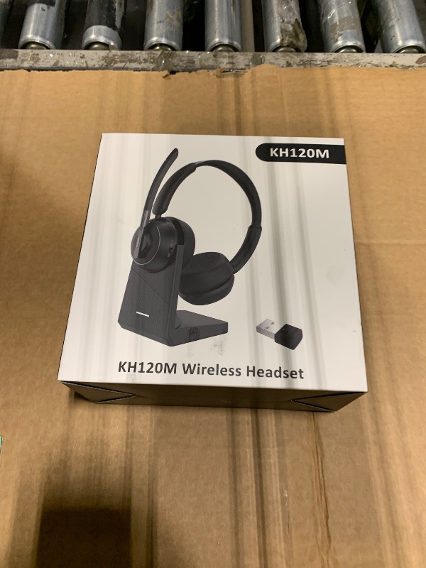 Photo 1 of (2025 Upgraded) Wireless Headset with Mic for Work, Bluetooth Headset with Noise Canceling Microphone with Dongle, Charging Base & Mic Mute, Wireless Headphones for Work from Home/PC/Computer