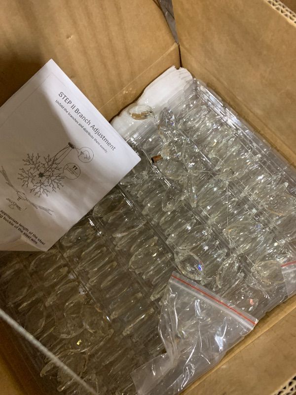 Photo 1 of ***MISSING HARDWARE*** KVTOEP Modern Crystal Tree Branches Chandelier, 30in Gold 10 Lights Large Ceiling Hanging Light for Dining Room, Round Raindrop Pendant Light Fixture