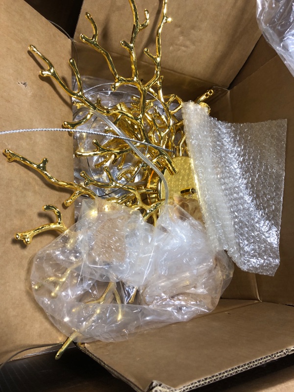 Photo 1 of ***MISSING HARDWARE*** KVTOEP Modern Crystal Tree Branches Chandelier, 30in Gold 10 Lights Large Ceiling Hanging Light for Dining Room, Round Raindrop Pendant Light Fixture