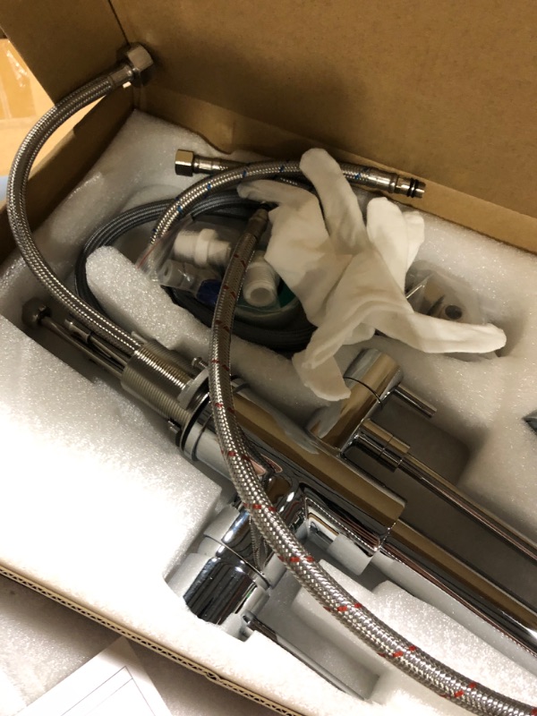 Photo 1 of ***SIMILAR PRODUCT** Commercial Kitchen Faucet with Pre-Rinse Sprayer 43" Height 8" Center Brass Constructed Wall Mount Kitchen Sink Faucet with Coiled Spring Pull Down Spray and 12" Add-on Swing Spout