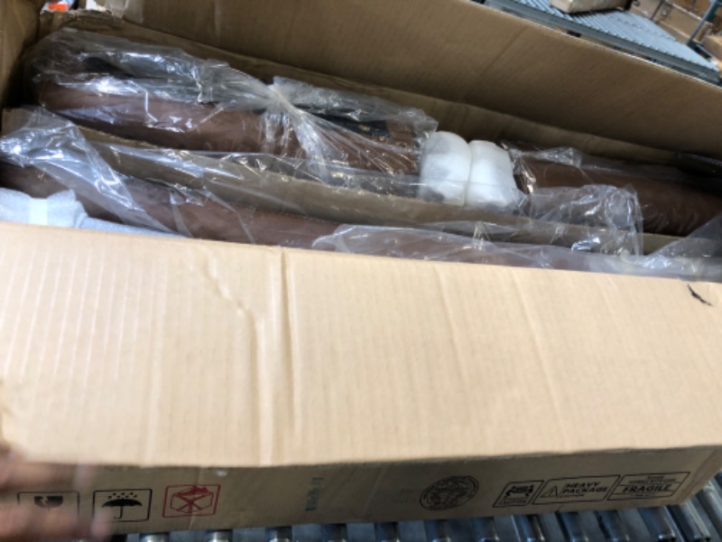 Photo 1 of ***MISSING HARDWARE (SCREWS)*** Yaheetech Upholstered Dining Chairs Set of 2 Modern Leather Parsons Kitchen Chairs with Button Tufted High Back and Solid Wood Legs and for Dining Room/Living Room/Restaurant, Retro Brown