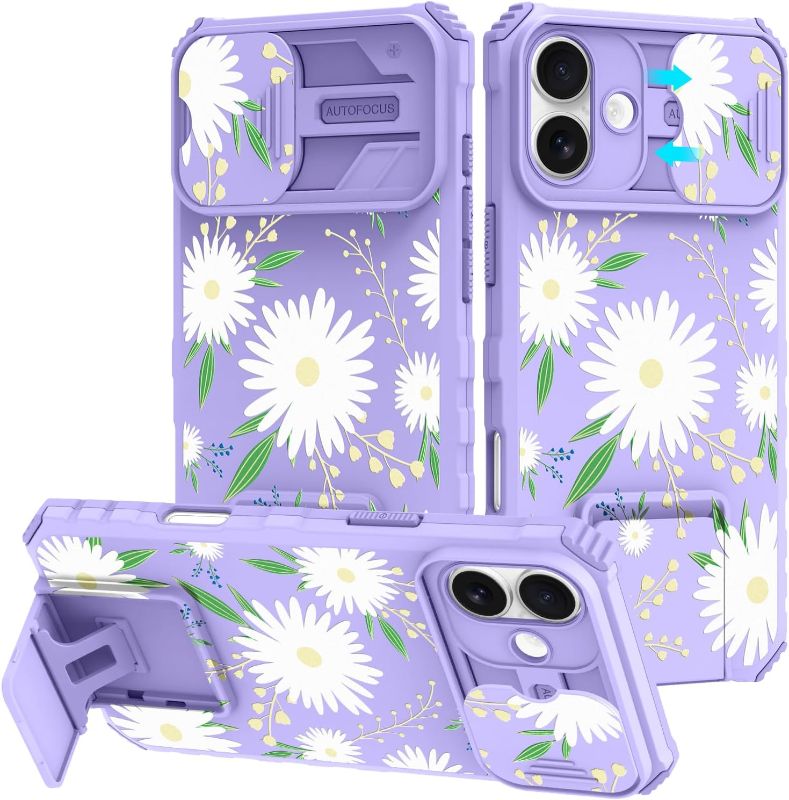 Photo 1 of * 15 pro*
ZIYE for iPhone 15 Pro Case with Camera Cover and Stand, Aesthetic Floral Flower Daisy Design for Women Girls, Adjustable Kickstand Dual Layer Shockproof Protective Cover, Purple