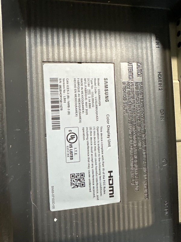 Photo 1 of ** NO CHARGER***SAMSUNG 32" UJ59 Series 4K UHD (3840x2160) Computer Monitor,VA Panel, HDMI, Display Port, Eye Saver/Flicker Free Mode, FreeSync, LU32J590UQNXZA, Black