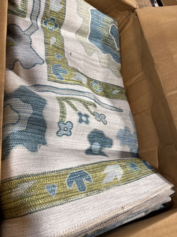 Photo 1 of ****used needs to be washed **** Fame Living Green Oushak Rug, Modern, Vintage, Turkish, Eclectic, Floral, Pastel, Washable, Extra Large Area Rugs for Living Room, Dining, Bedroom, Lounge, 9'x12'
