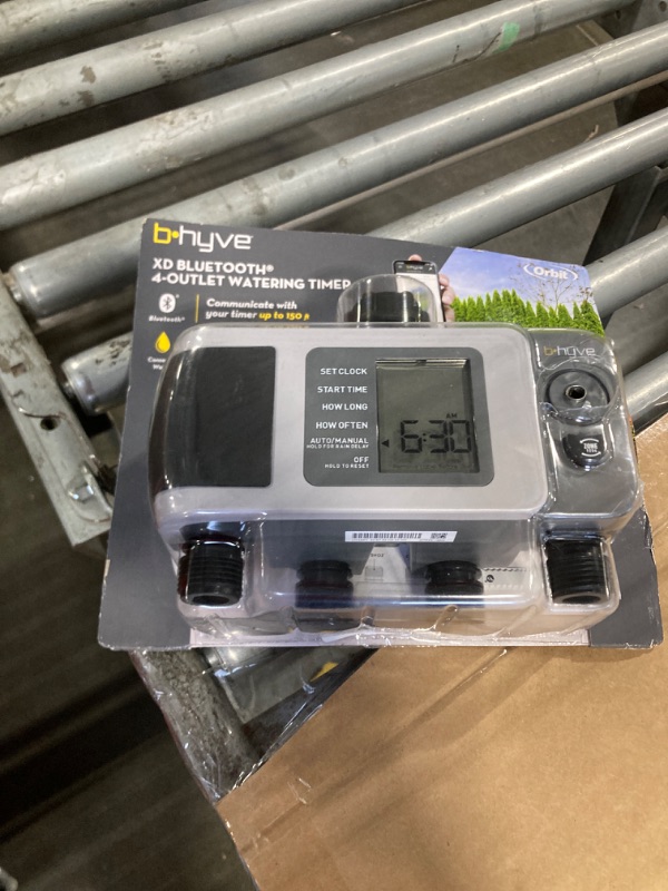 Photo 1 of **UNTESTED**
Orbit B-hyve XD 4-Port Smart Hose Watering Timer - App Controlled - Smart WeatherSense - Bluetooth Sprinkler Timer with Remote Control - Multi Outlet Yard Irrigation System - 24634